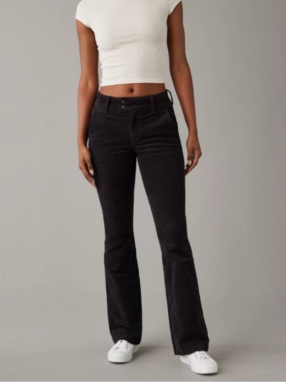 American Eagle Outfitters 💮 Black High-Rise Flare pants  12 12t 12tall nwt new